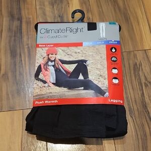 Climate Right By Cuddle Duds Black XL Leggings Base Layer Plush Warmth New